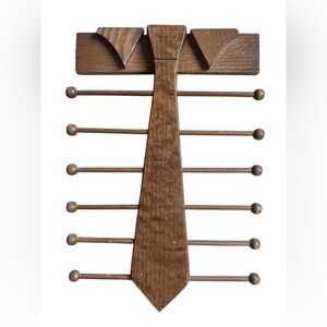 Wooden Men's Necktie Rack‎ Hanger Wall Mount Organizer Vintage Tie Holder